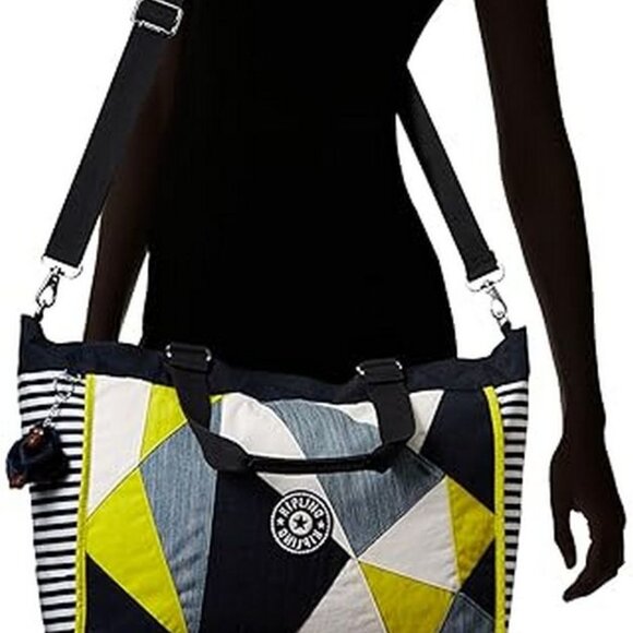 Kipling New Shopper XL True Blue Multi Large Tote Bag Crossbody Patchwork NWT - Picture 5 of 11